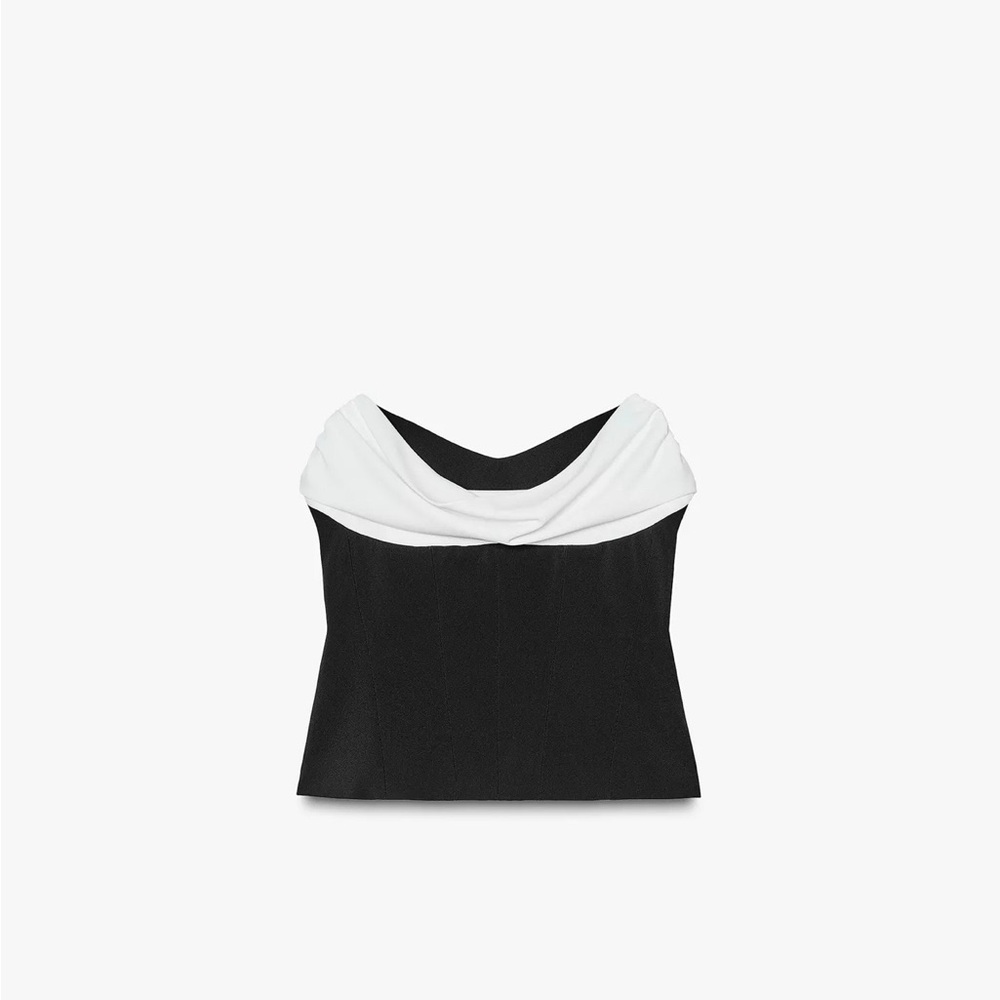 Zara Black and White Cowl Neck Blouse
